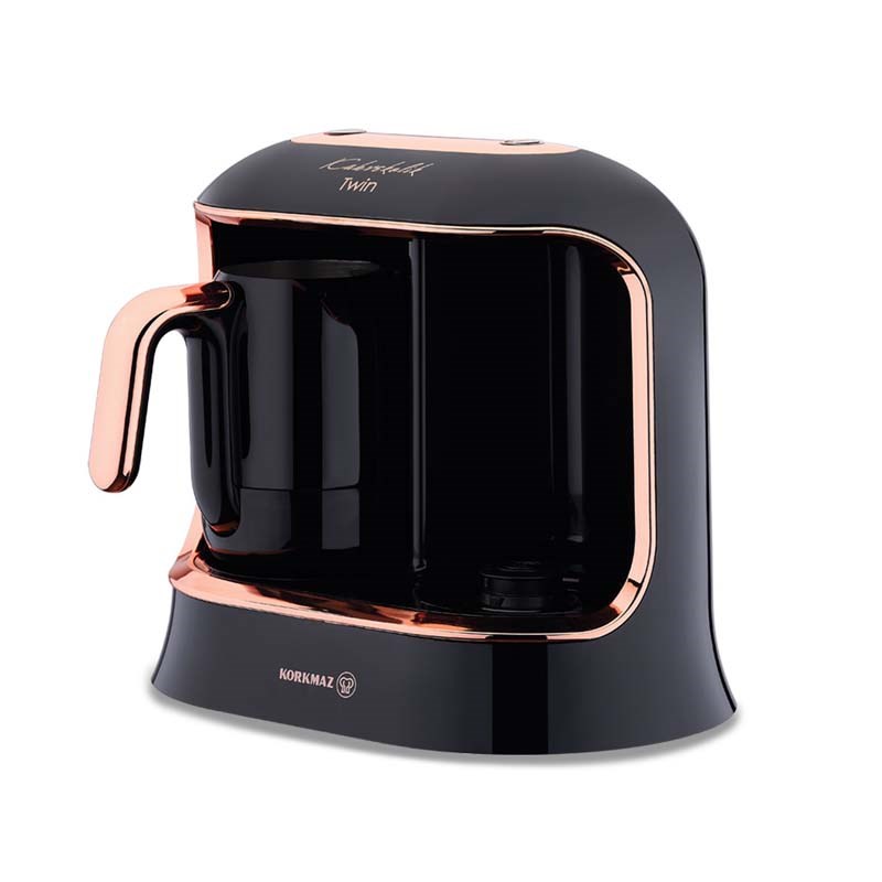 Korkmaz A861-04 Kahvekolik Deluxe Twin Kahve Makinesi Siyah/Rosegold 